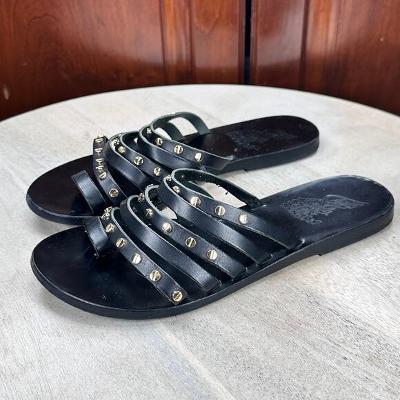 Ancient Greek Sandals Women Niki Nails Sandals Size 39 EU 9 US Black Leather - Picture 2 of 12